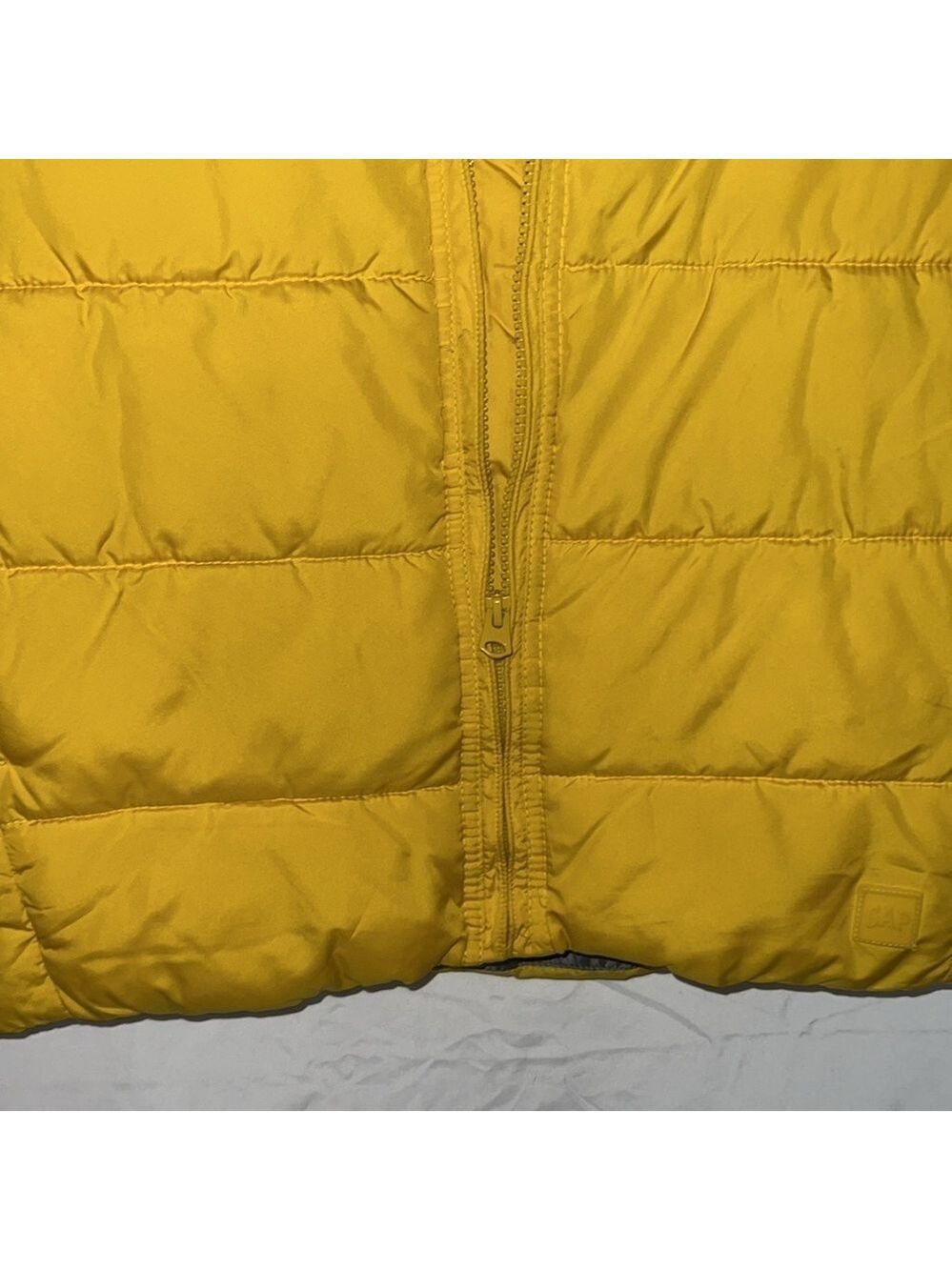 Gap Kids Puffy Vest, SZ XXL Reg, PTP 21”, Length 25”, Yellow, gray, Pockets (T6) - Picture 5 of 6